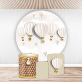 Heiß Luft Luftballons Himmel Kreis Geburtstag Hintergrund Bausatz